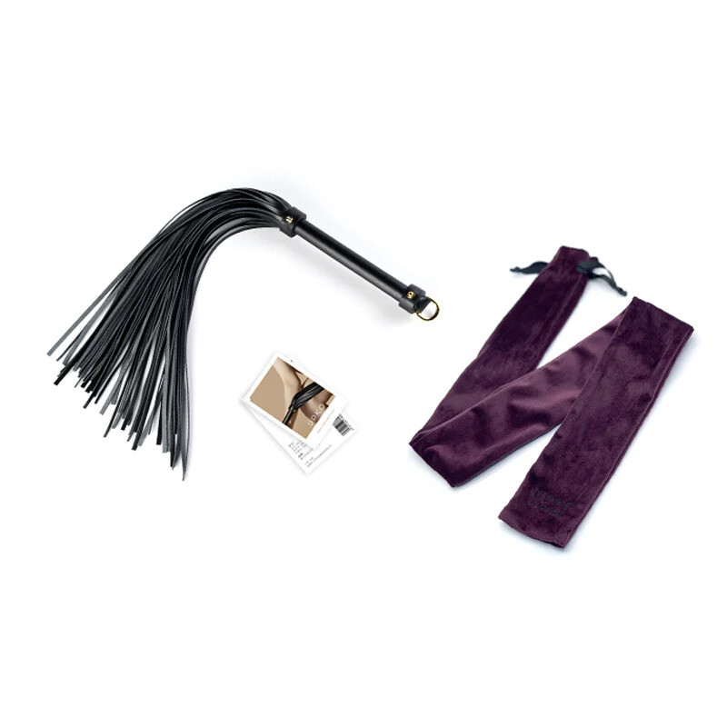 Флоггер (батіг) італійська шкіра UPKO Leather Flogger з позолотою, чорний - Зображення 4
