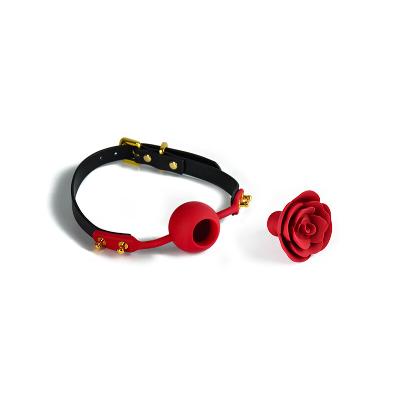 Кляп троянда з силікону та італійської шкіри Rose Ball Gag UPKO
