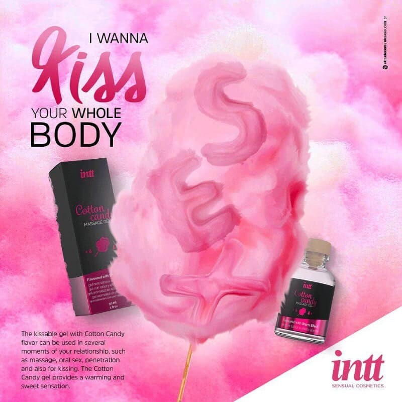 Масажний гель Intt Cotton Candy, 30 мл, з розігрівом для поцілунків зі смаком солодка вата - Зображення 3