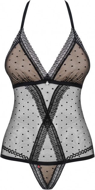 Сексуальне боді Obsessive 876-TED-1, S/M, напівпрозоре, у горошок - Зображення 6