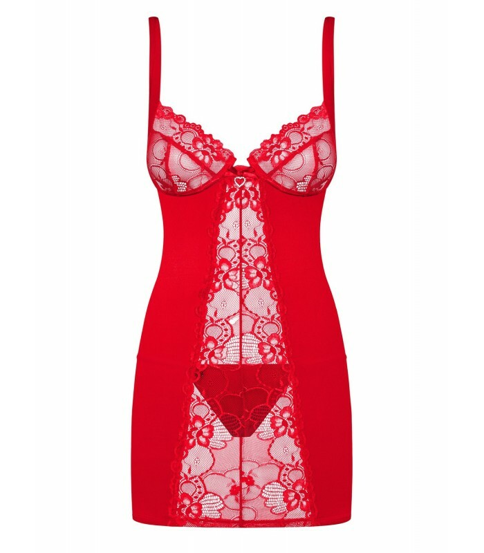 Комплект сорочка + трусики Heartina chemise L / XL Червоний - Зображення 7