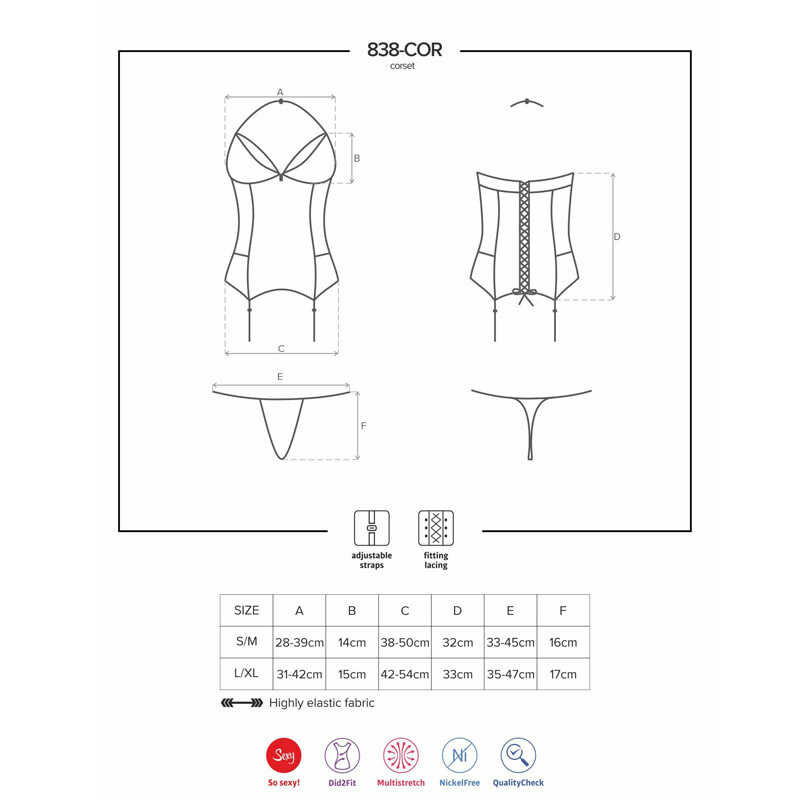 Еротичний корсет зі шнурівкою і пажами для панчіх corset & thong red L / XL - Зображення 7