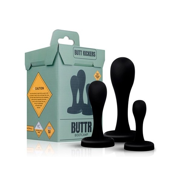 Набір анальних пробок BUTTR Butt Kickers Butt Plug Training Set чорний, 3 шт - Зображення 2