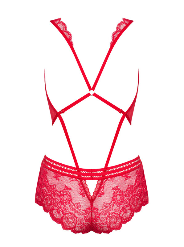 Боді мереживне Obsessive 853 напівпрозоре, червоне, L-XL - Зображення 9