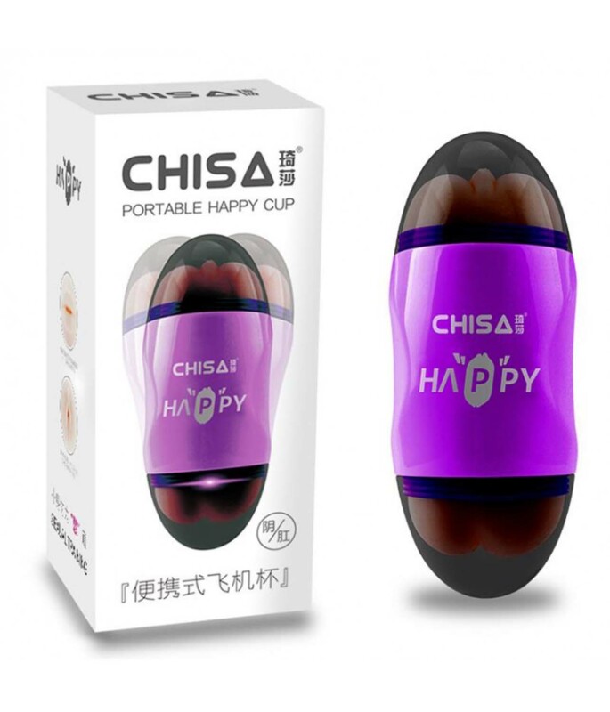 Мастурбатор вагина и анус двухсторонний с вибрацией - Happy Cup Mouth &amp; Ass Masturbator - Зображення 3