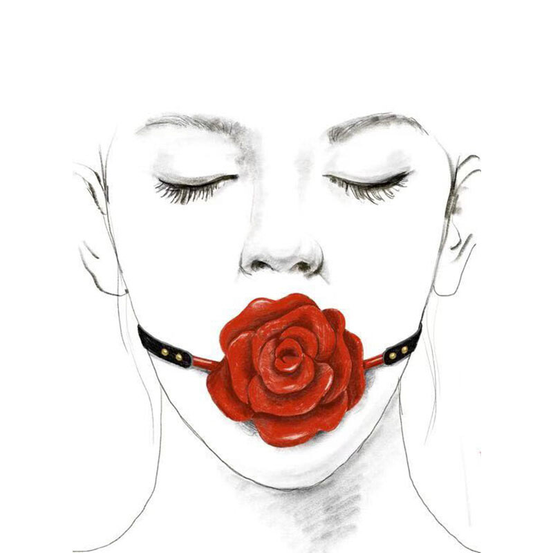 Кляп троянда з силікону та італійської шкіри Rose Ball Gag UPKO червоний - Зображення 5