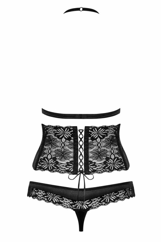 Сексуальний комплект з поясом на шнурівці L / XL, Чорний - Зображення 8