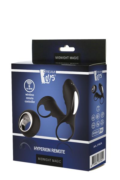 Подвійне ерекційне віброкільце Dream Toys Midnight Magic з пультом, чорне, 10 х 3.2 см - Зображення 1
