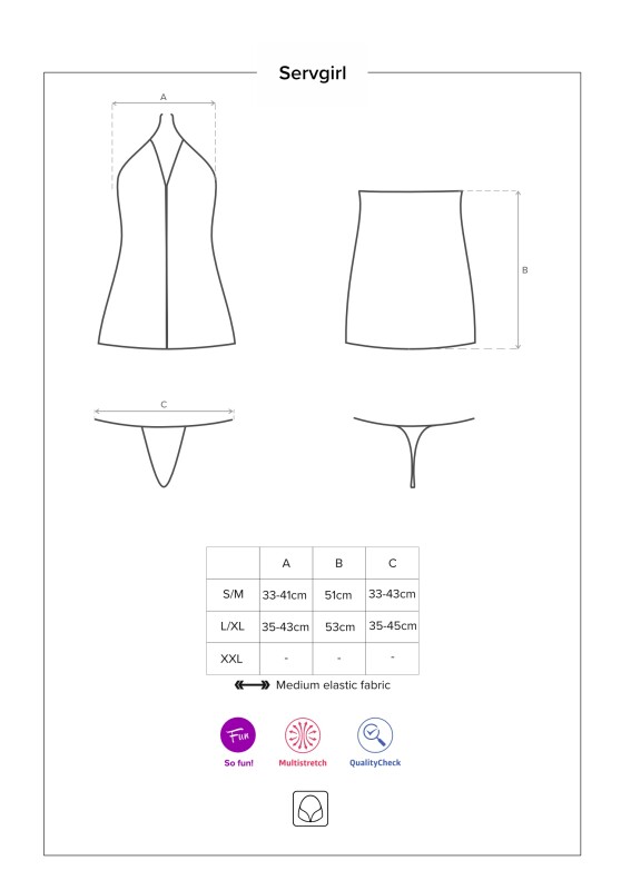 Костюм покоївки чорно-білий 4 предмети, розмір L / XL - Зображення 5