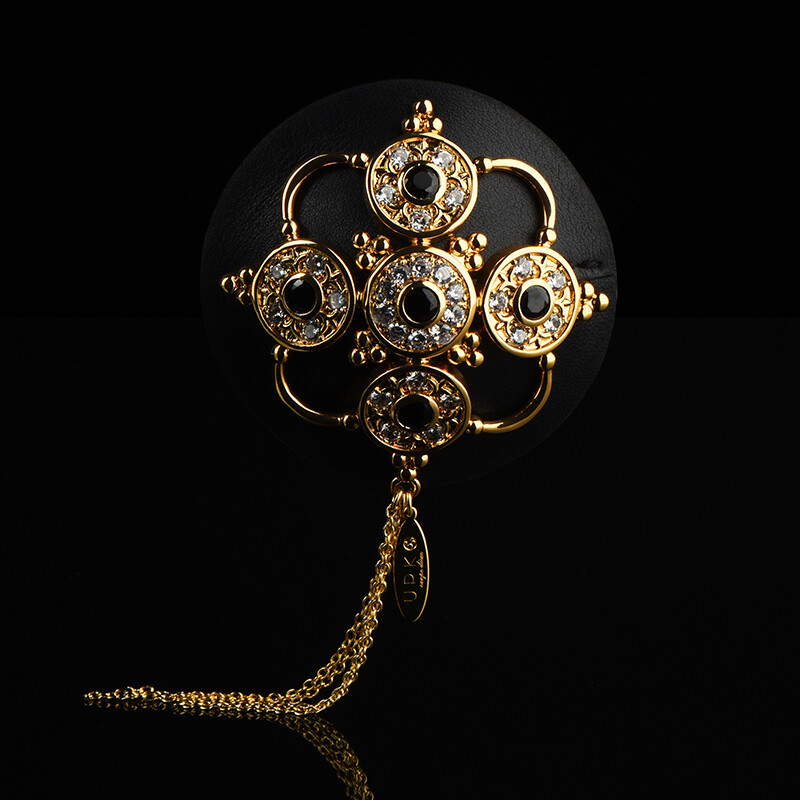 Пестіси з гірським кришталем і цирконієм UPKO Luxury Baroque з італійської шкіри, чорного кольору - Зображення 3