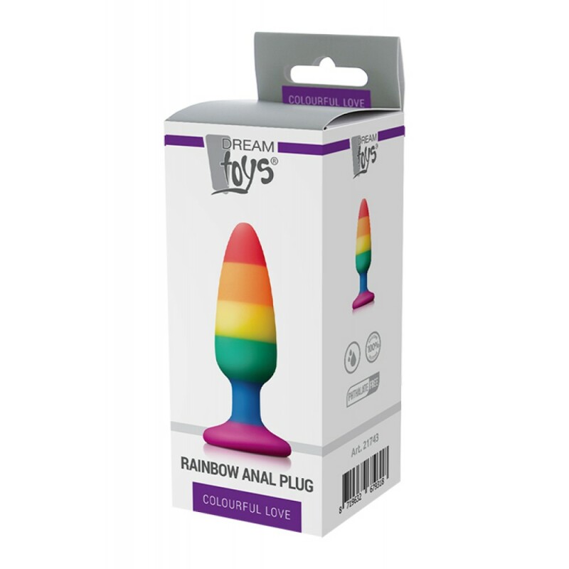 Анальна пробка Dream Toys Colourful Love силіконова, різнокольорова, 14 х 3.9 см - Зображення 1