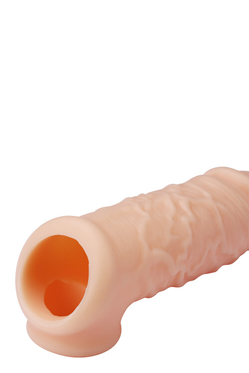 Насадка на пеніс Dream Toys RealStuff з ерекційним кільцем, бежева, 14 х 4 см