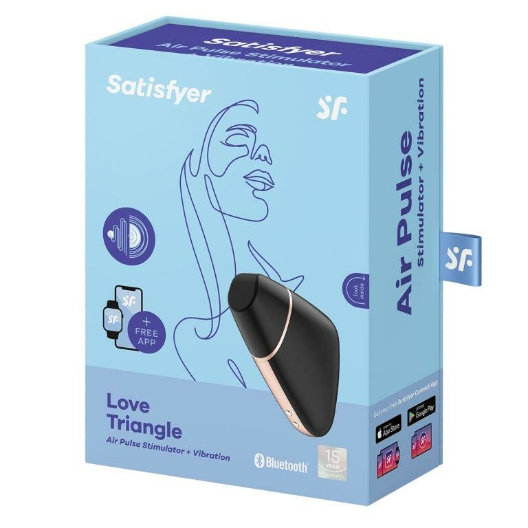 Вакуумний стимулятор з вібрацією Satisfyer Love Triangle з додатком, чорний, 8.7 х 6.7 см - Изображение 1