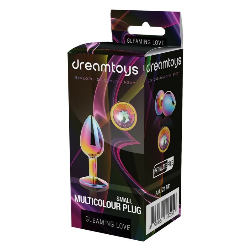Анальна пробка Dream Toys Gleaming Love з різнокольоровим каменем, райдужна, 7.1 х 2.7 см - Зображення 1