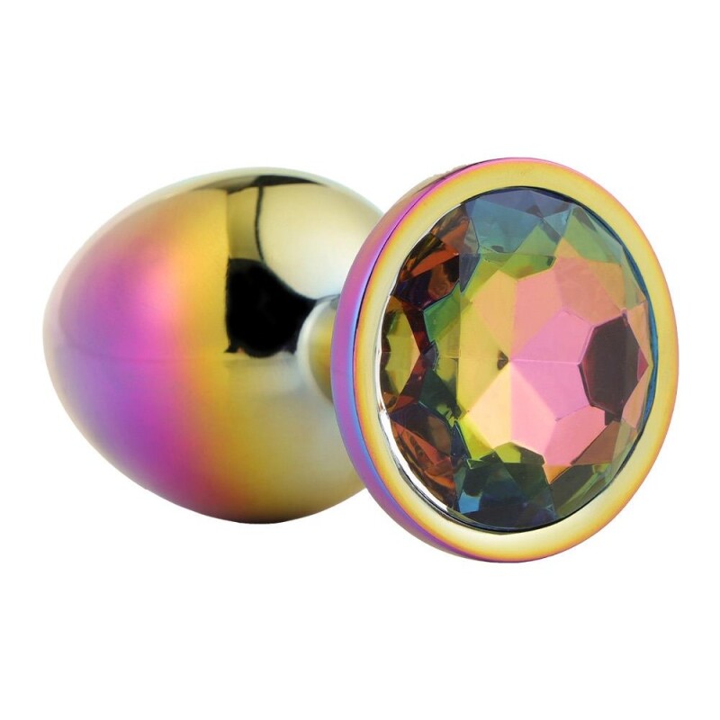 Анальна пробка Dream Toys Gleaming Love з різнокольоровим каменем, райдужна, 7.1 х 2.7 см - Зображення 3