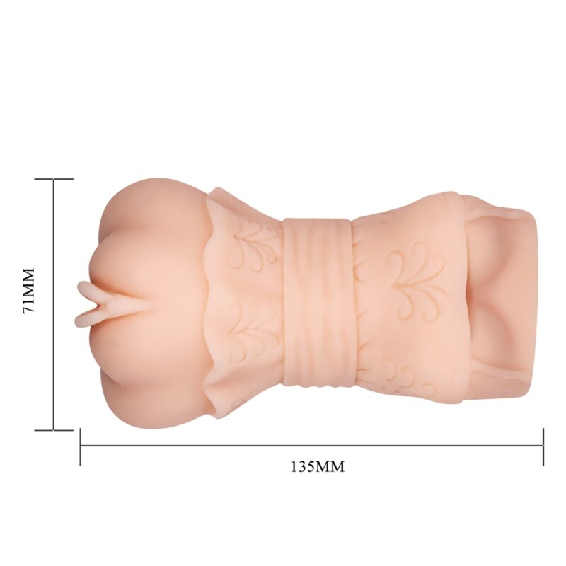 Мастурбатор-вагіна CRAZY BULL 3D Vagina реалістичний, бежевий, 13.5 х 7.1 см - Зображення 4