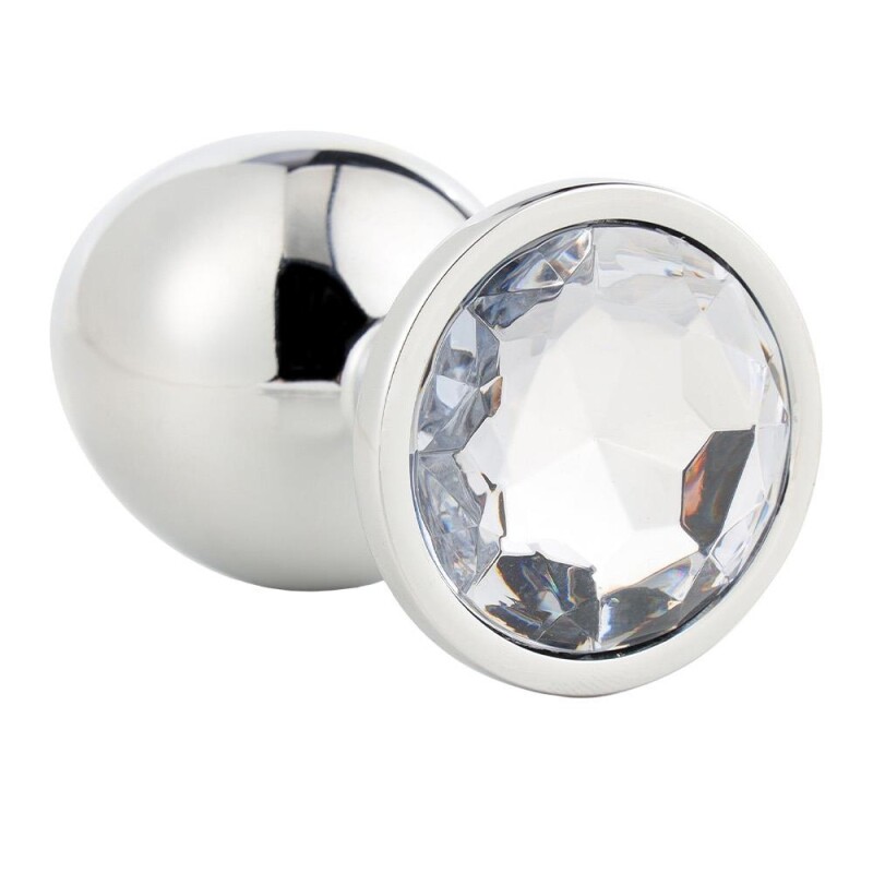 Анальна пробка Dream Toys Gleaming Love з прозорим каменем, срібляста, 7.1 х 2.7 см - Зображення 4