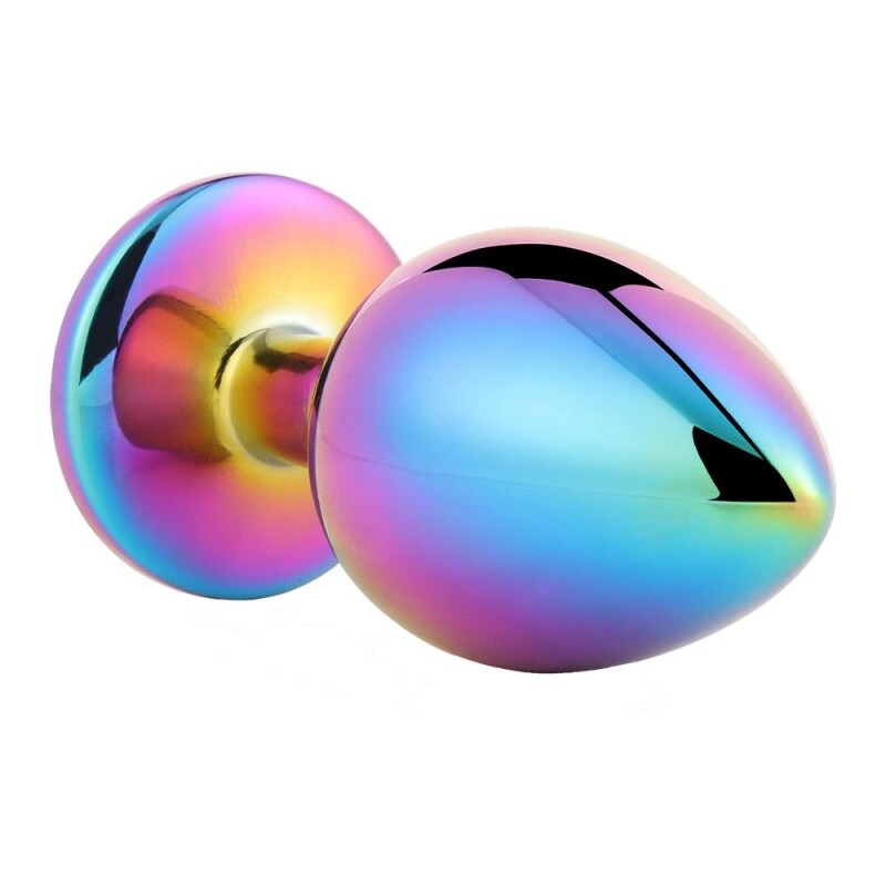 Анальна пробка Dream Toys Gleaming Love з різнокольоровим каменем, райдужна, 7.1 х 2.7 см - Зображення 4