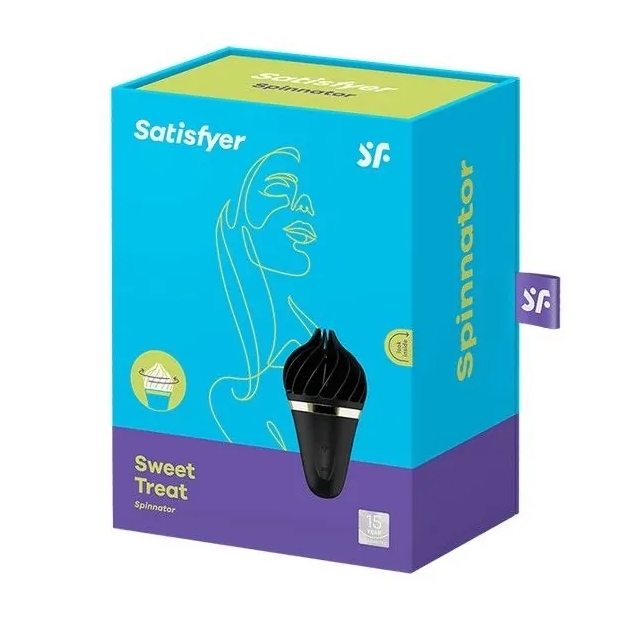 Вібратор для клітора з ротацією Satisfyer Sweet Treat у формі морозива, чорний, 10.5 х 5.6 см - Зображення 1