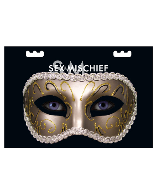 Маска на очі Sex &amp; Mischief ажурна, срібляста, One Size - Зображення 1