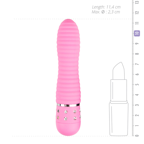 Мінівібратор Easytoys з кристалами, рожевий, 11.4 х 2.4 см - Зображення 2