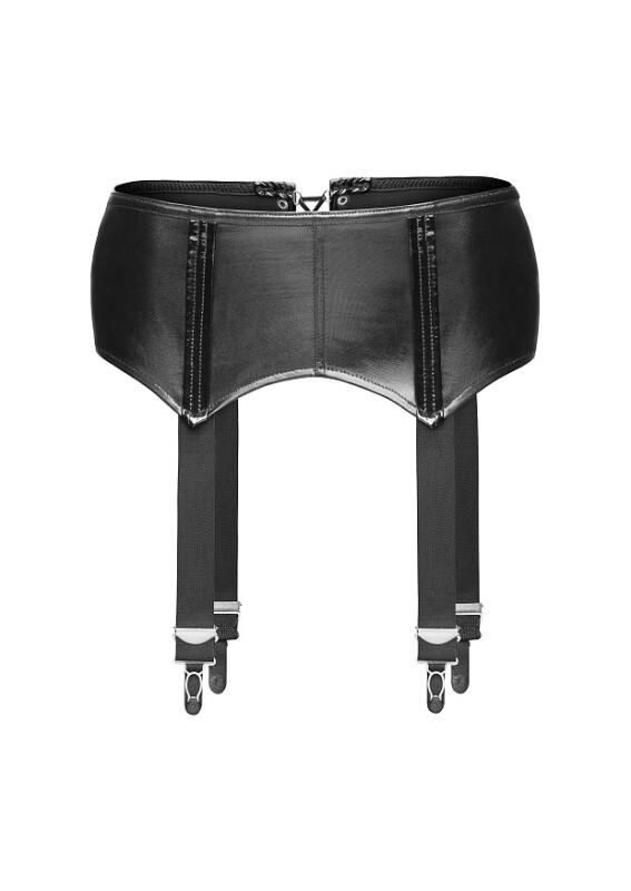 Пояс для панчіх сексі вініловий чорний Noir Handmade L - Зображення 3
