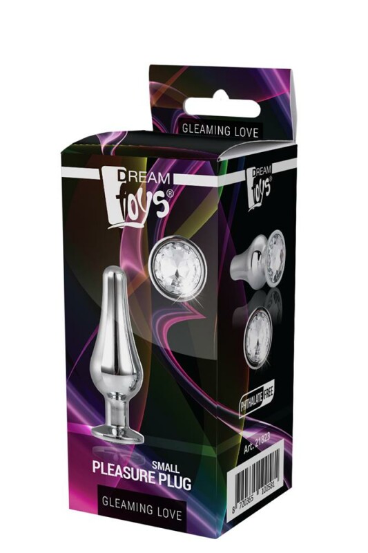 Анальна пробка, S, конічної форми Dream Toys зі стразом, срібна - Зображення 5