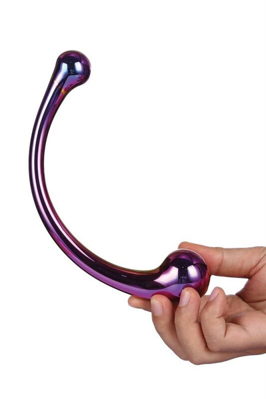 Фалоімітатор  вигнутий Dream Toys Glamour Glass скляний, різнокольоровий, 17 х 3.3 см - Зображення 3