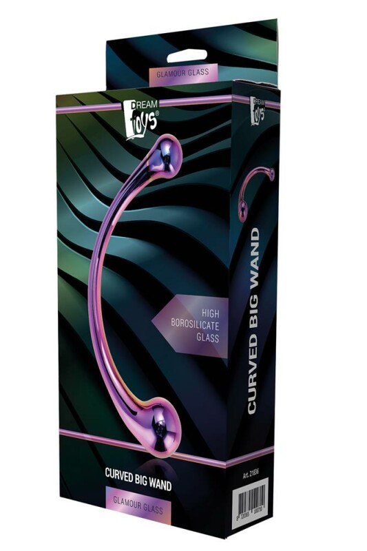 Фалоімітатор вигнутий Dream Toys Glamour Glass скляний, різнокольоровий, 17 х 3.3 см - Зображення 1
