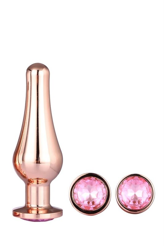 Набір анальних пробок Dream Toys Gleaming Love з рожевими каменями, золотий, 3 шт - Изображение 3