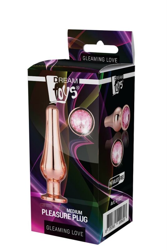 Анальна пробка конічної форми, M, Dream Toys з рожевим стразом, золота, 3.4 х 11 см - Изображение 5