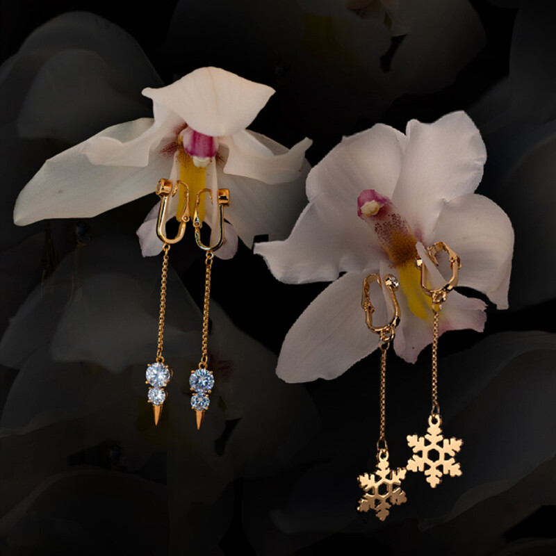 Прикраси для клітора та статевих губ UPKO Non-pierced Jewelry Snowflake у формі сніжинки з гірським кришталем, золоті - Зображення 5
