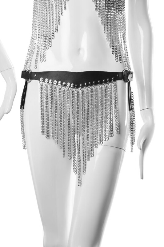 Комплект з бюстгальтером та поясом на стегна L-XL Kit S-chains 1 Candy Hero, з ланцюжками, чорний, (р. 46-48) - Зображення 9