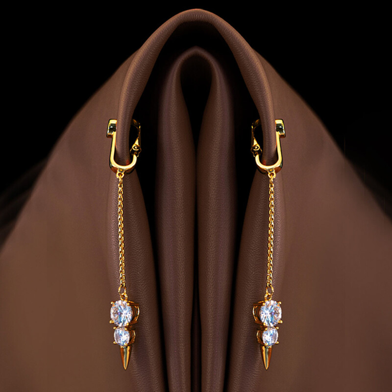 Прикраси для клітора та статевих губ UPKO Non-pierced Jewelry Snowman з гірським кришталем, золоті - Зображення 2
