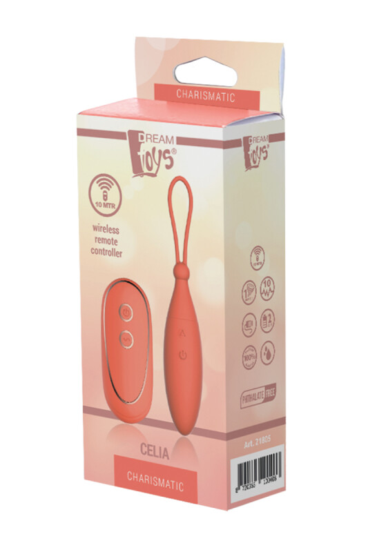 Віброяйце з дистанційним керуванням Dream Toys коралове, 15.5 х 3 см - Зображення 7