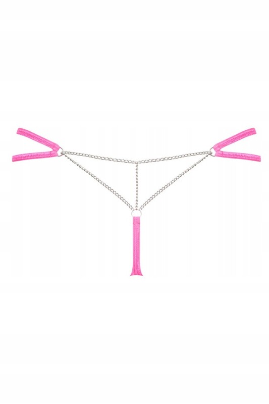 Сексуальні стрінги з ланцюжком Obsessive Chainty рожевого кольору, L/XL - Зображення 5