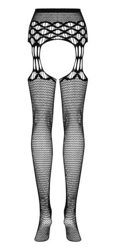 Панчохи з поясом Obsessive S816, чорні, XL/XXL - Зображення 3
