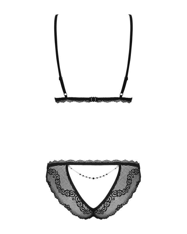 Сексуальний комплект Obsessive Millagro, L/XL, з відкритими сосками мереживною, чорний - Зображення 4