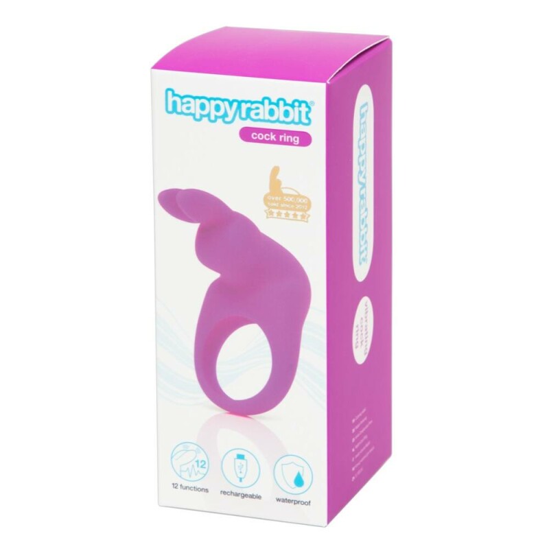 Ерекційне кільце Happy Rabbit з вібрацією, фіолетове, 3.2 см - Зображення 2