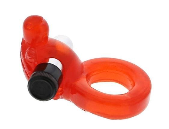 Ерекційне кільце з вібро Jelly Turtle Cockring, червоне - Зображення 2