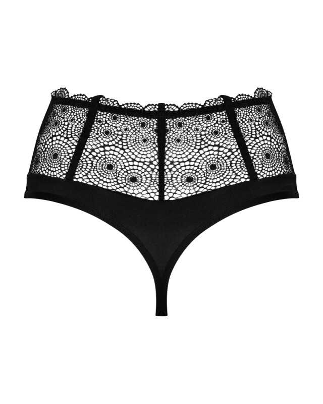 Сексуальні стрінги Obsessive Sharlotte, L/XL, з мереживом, на високій талії, чорні - Зображення 9