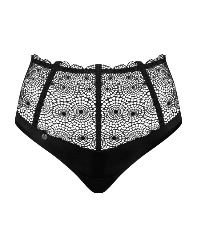 Сексуальні стрінги Obsessive Sharlotte, L/XL, з мереживом, на високій талії, чорні - Зображення 8