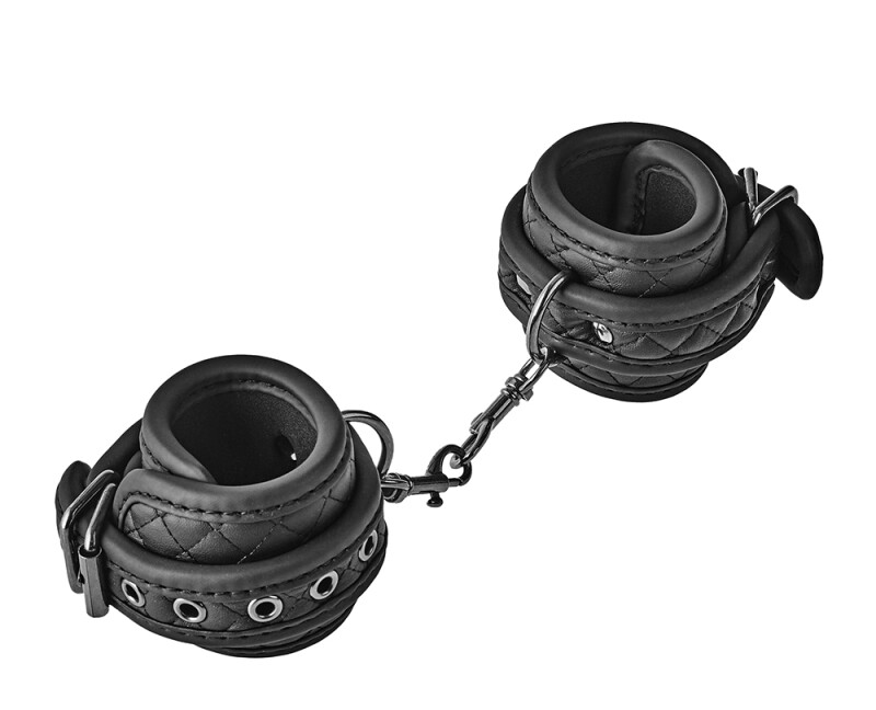 Наручники Dreamtoys Blaze зі штучної шкіри, чорні, 26 х 6.2 см - Зображення 2