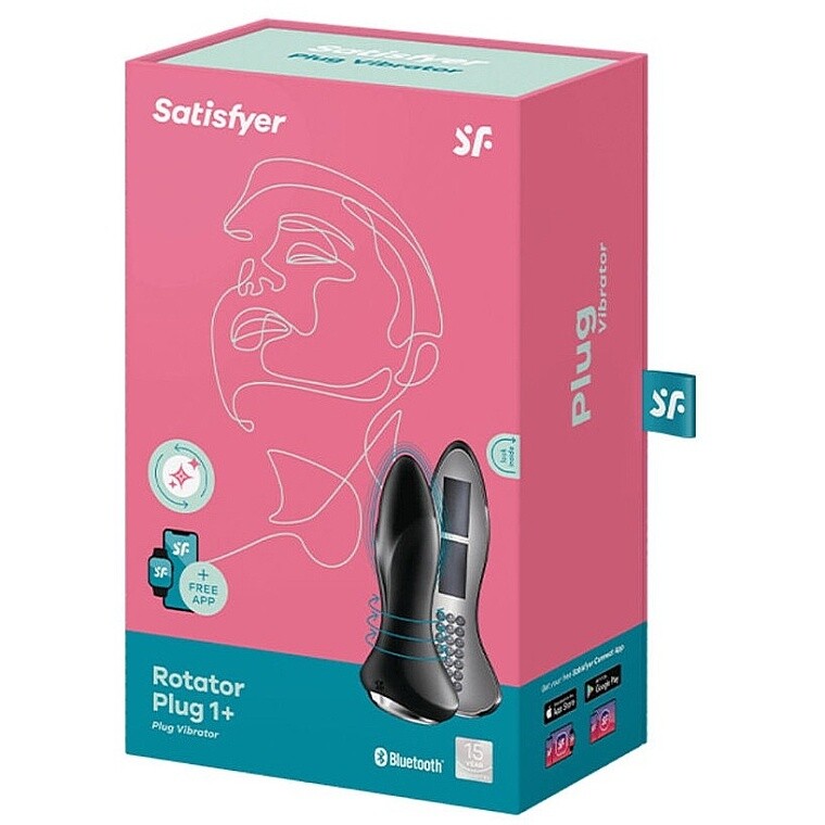 Анальний вібратор Satisfyer Rotator Plug 1+ з додатком та ротацією, чорний, 13.5 х 3.8 см - Зображення 1