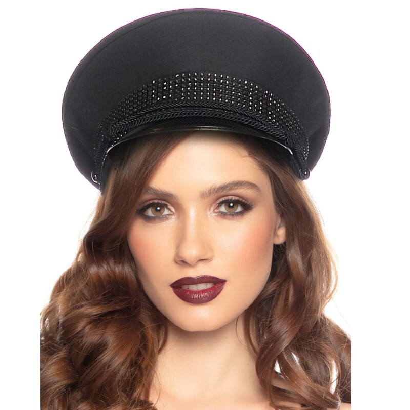 Капелюх зі стразами Festival Officer Hat від Rhinestone Leg Avenue, чорний - Зображення 3