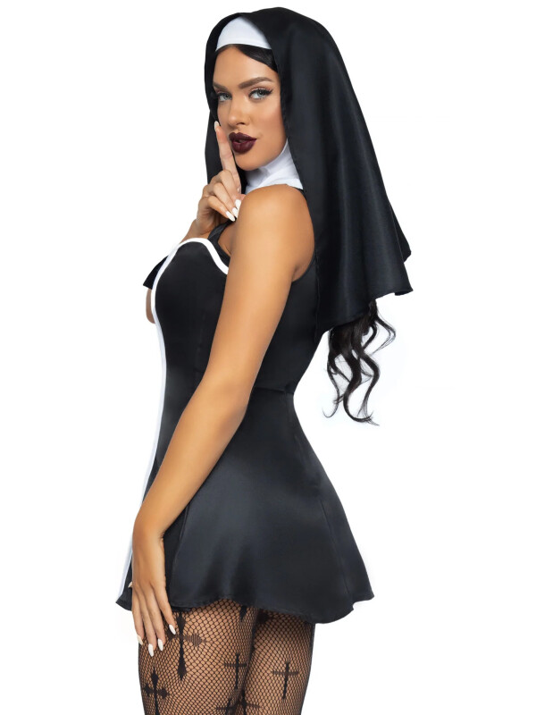 Костюм монахині Leg Avenue, XS, Naughty Nun 2 предмети, чорний - Зображення 3