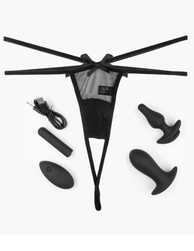 Набір для прелюдії Hookup Panties, S-L, трусики та іграшки з віброкулею, 5 предметів, чорного кольору - Зображення 2