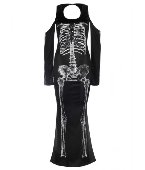 Сукня максі Leg Avenue Skeleton, M/L, з принтом скелета та бічним вирізом, чорна - Зображення 4