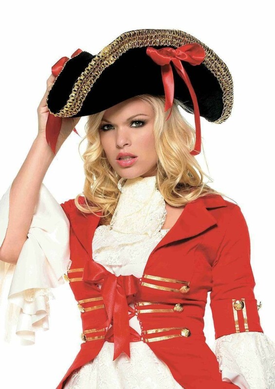 Піратський капелюх зі стрічкою та золотим оздобленням Pirate Hat with Gold Trim від Leg Avenue, чорний - Зображення 2