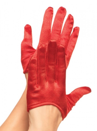 Рукавички сексуальні One Size Mini Cropped Satin Gloves від Leg Avenue, червоні - Изображение 3